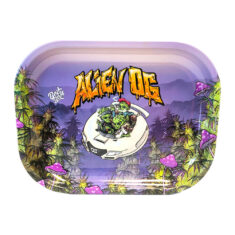 Thin Box Rolling Tray with Storage Alien OG