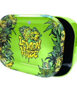 Best Buds Thin Box Rolling Tray with Storage Lemon Haze
