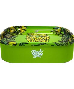 Best Buds Thin Box Rolling Tray with Storage Lemon Haze