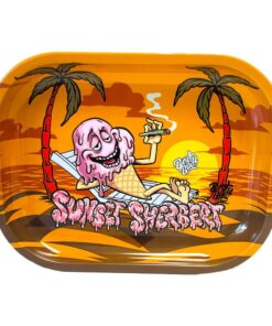 Best Buds Thin Box Rolling Tray with Storage Sunset Sherbet