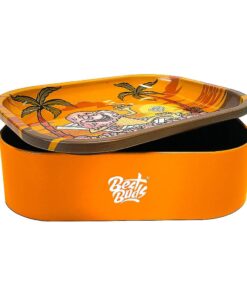 Best Buds Thin Box Rolling Tray with Storage Sunset Sherbet