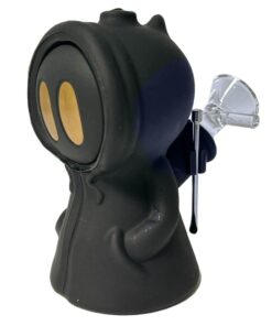 Black Death Silicone Pipe with Metal Spoon and Dab Container 11cm