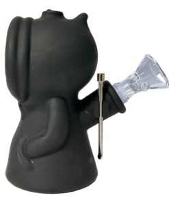 Black Death Silicone Pipe with Metal Spoon and Dab Container 11cm