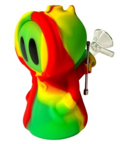 Rasta Death Silicone Pipe with Metal Spoon and Dab Container 11cm