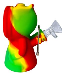 Rasta Death Silicone Pipe with Metal Spoon and Dab Container 11cm