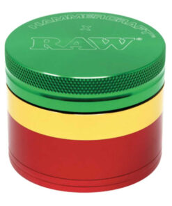 HammerCraft x RAW Grinder Rasta 55mm RAW aluminium grinder rasta colors Premium metal grinder RAW rasta edition