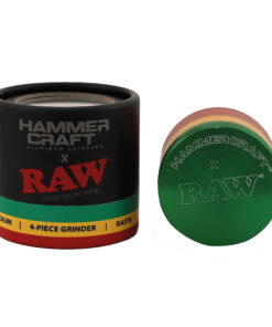 HammerCraft x RAW Grinder Rasta 55mm RAW aluminium grinder rasta colors Premium metal grinder RAW rasta edition