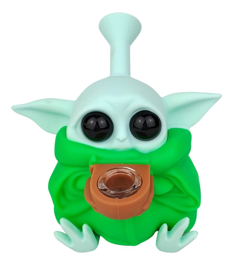 Μπροστινή όψη του Alien Green Silicone Bong