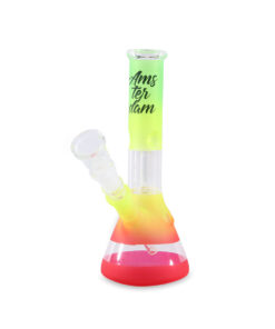 Amsterdam Rasta γυάλινο bong πάγου 19cm με πράσινο κίτρινο και κόκκινο χρώμα