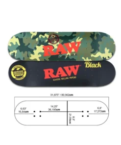 Raw Skateboard Camo & Black | Canna24 RAW skateboard camo black design