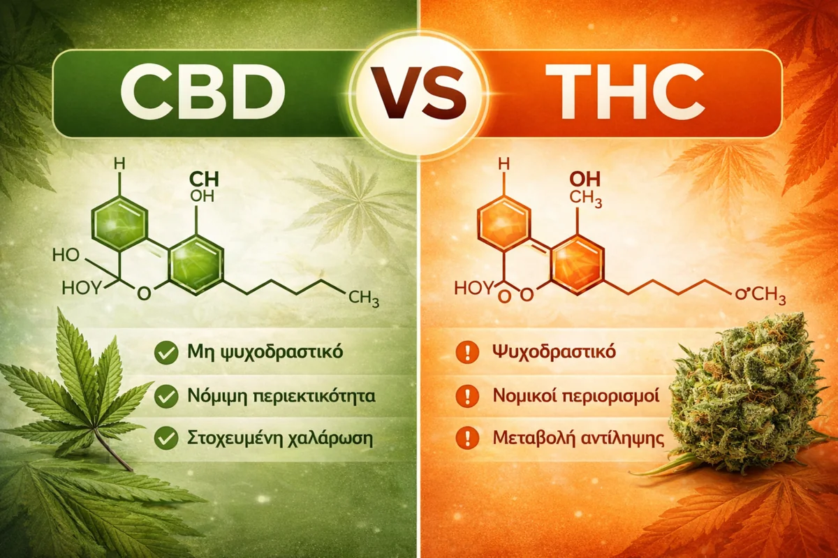 Σύγκριση CBD vs THC και βασικές διαφορές στην κάνναβη