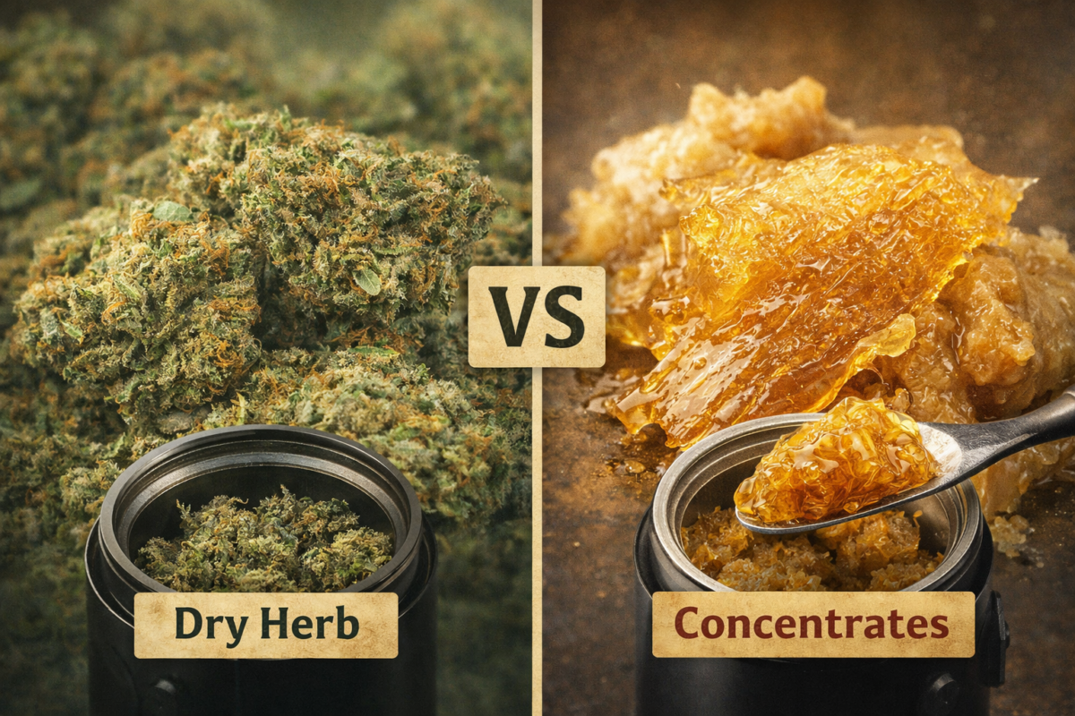 Σύγκριση dry herb και cannabis concentrates σε vaporizer