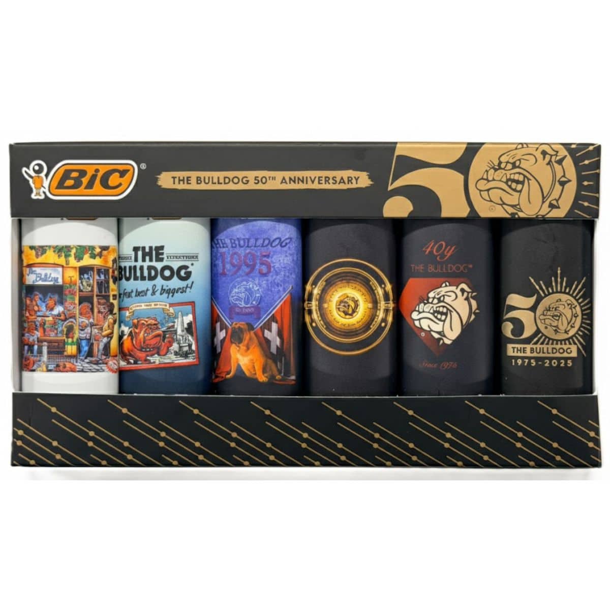The Bulldog BIC 50th Anniversary Lighter Set Limited Edition 6pcs | Canna24 The Bulldog Bic 50th Anniversary Lighter Set – Limited Edition